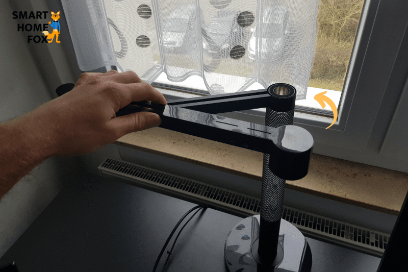 The arm of the Dyson Lightcycle Morph folds away